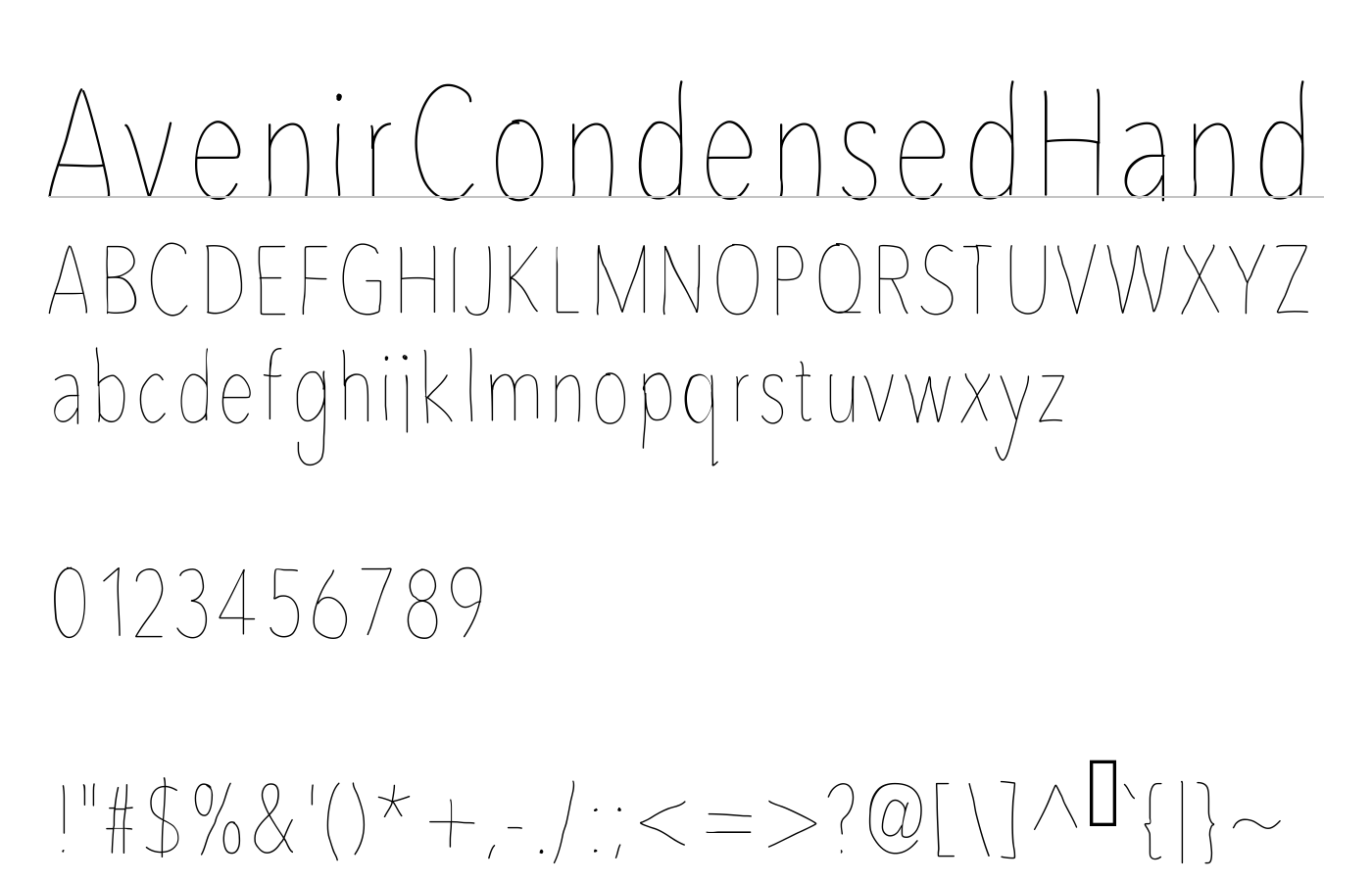 AvenirCondensedHand Font preview