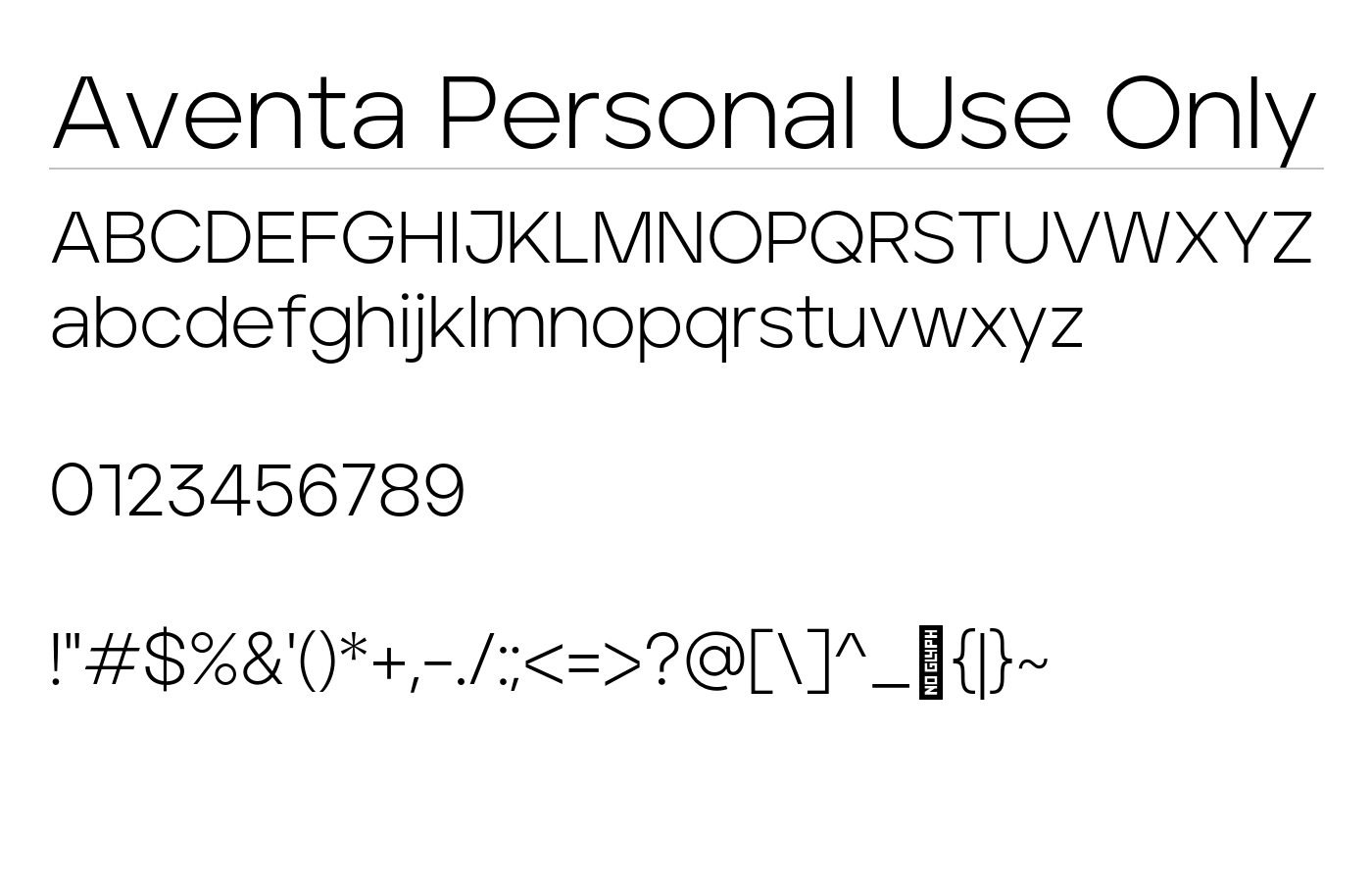 Aventa Personal Use Only Font preview