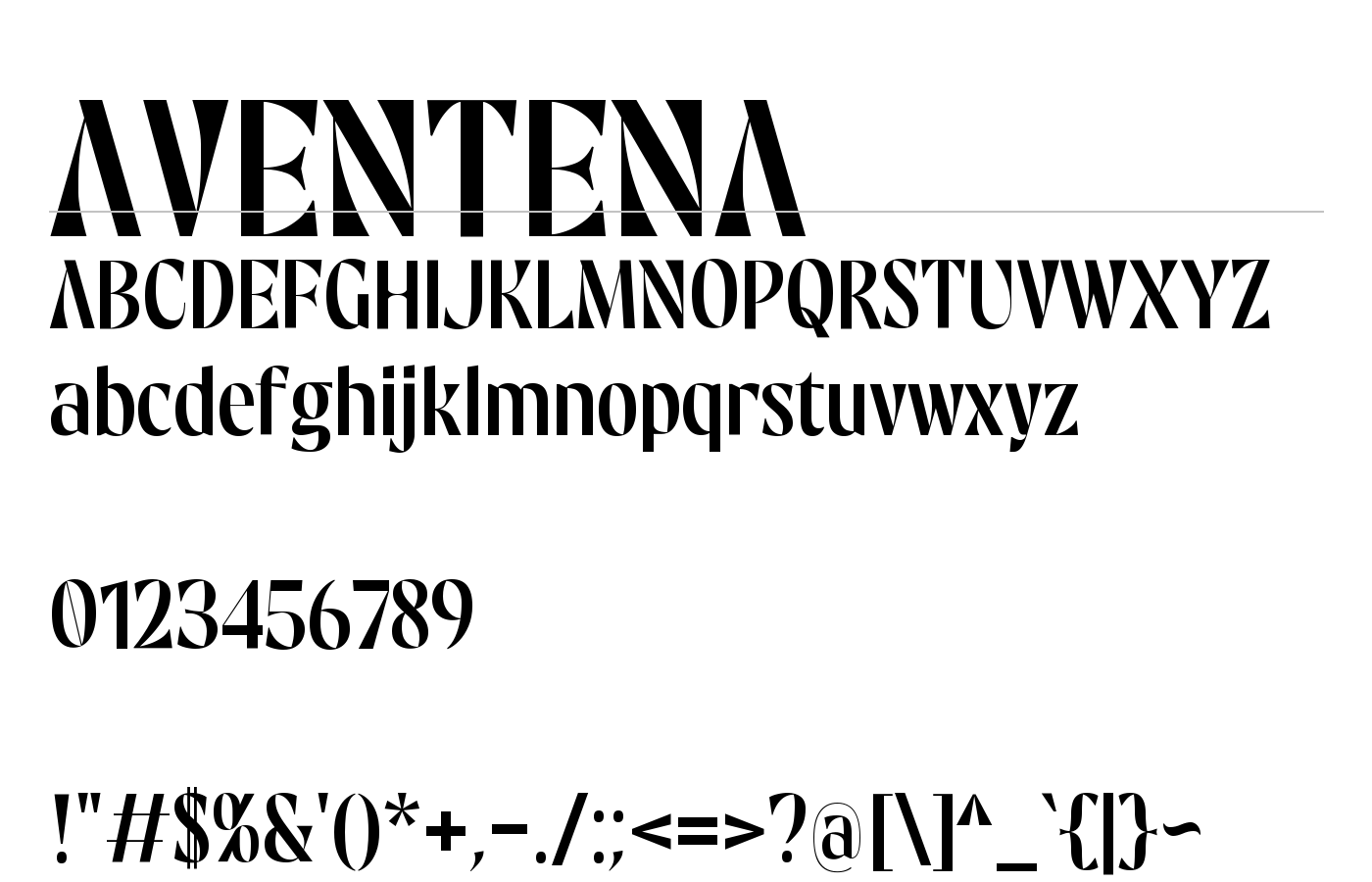AVENTENA Font preview