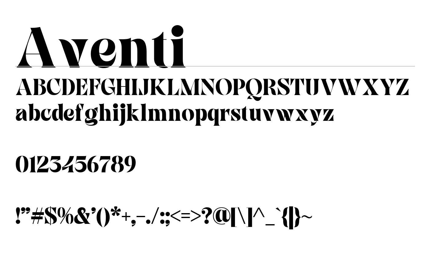 Aventi Font preview