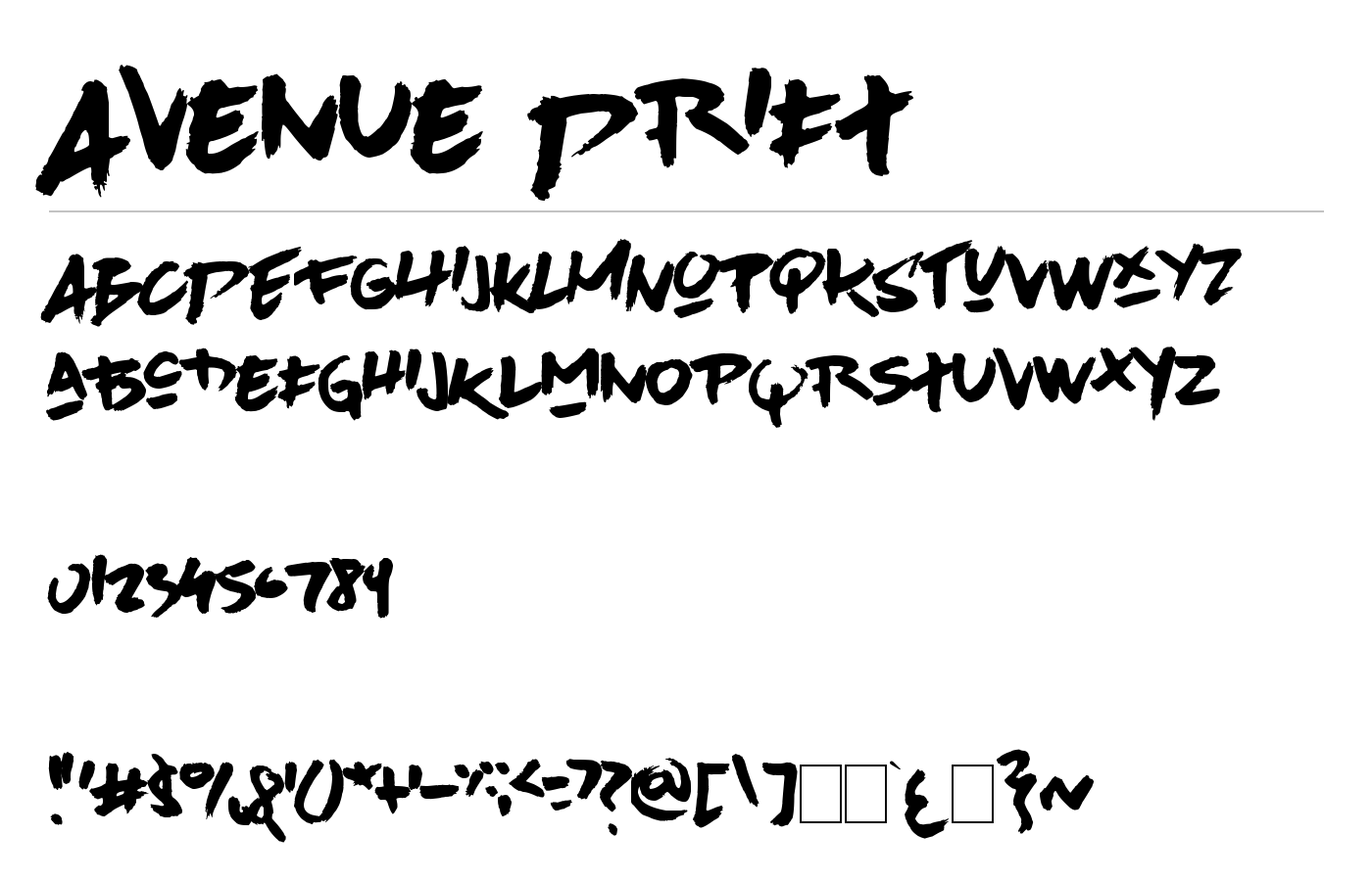 Avenue Drift Font preview