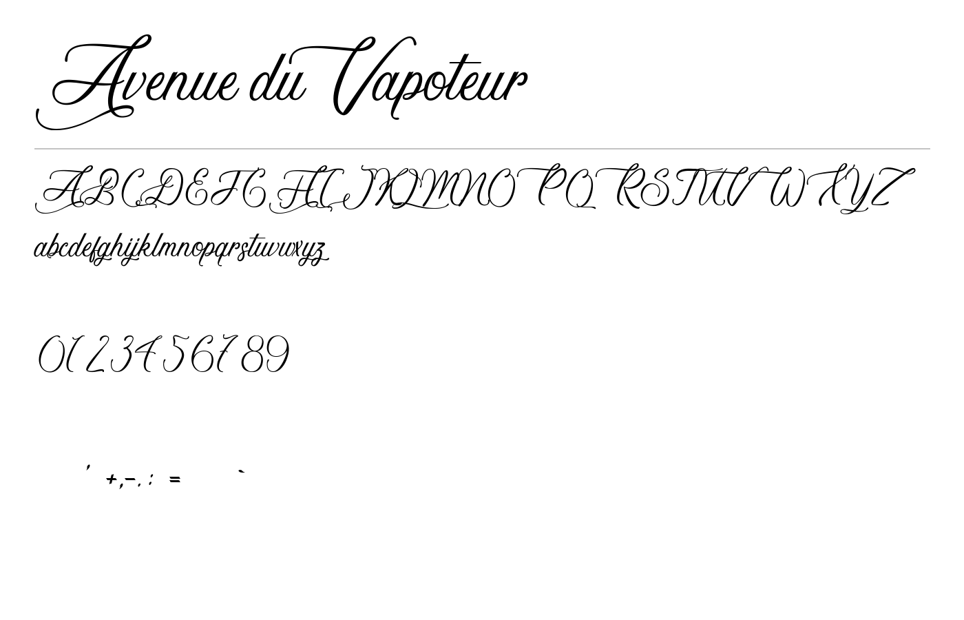 Avenue du Vapoteur Font preview