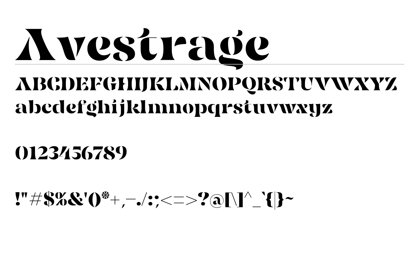 Avestrage Font preview