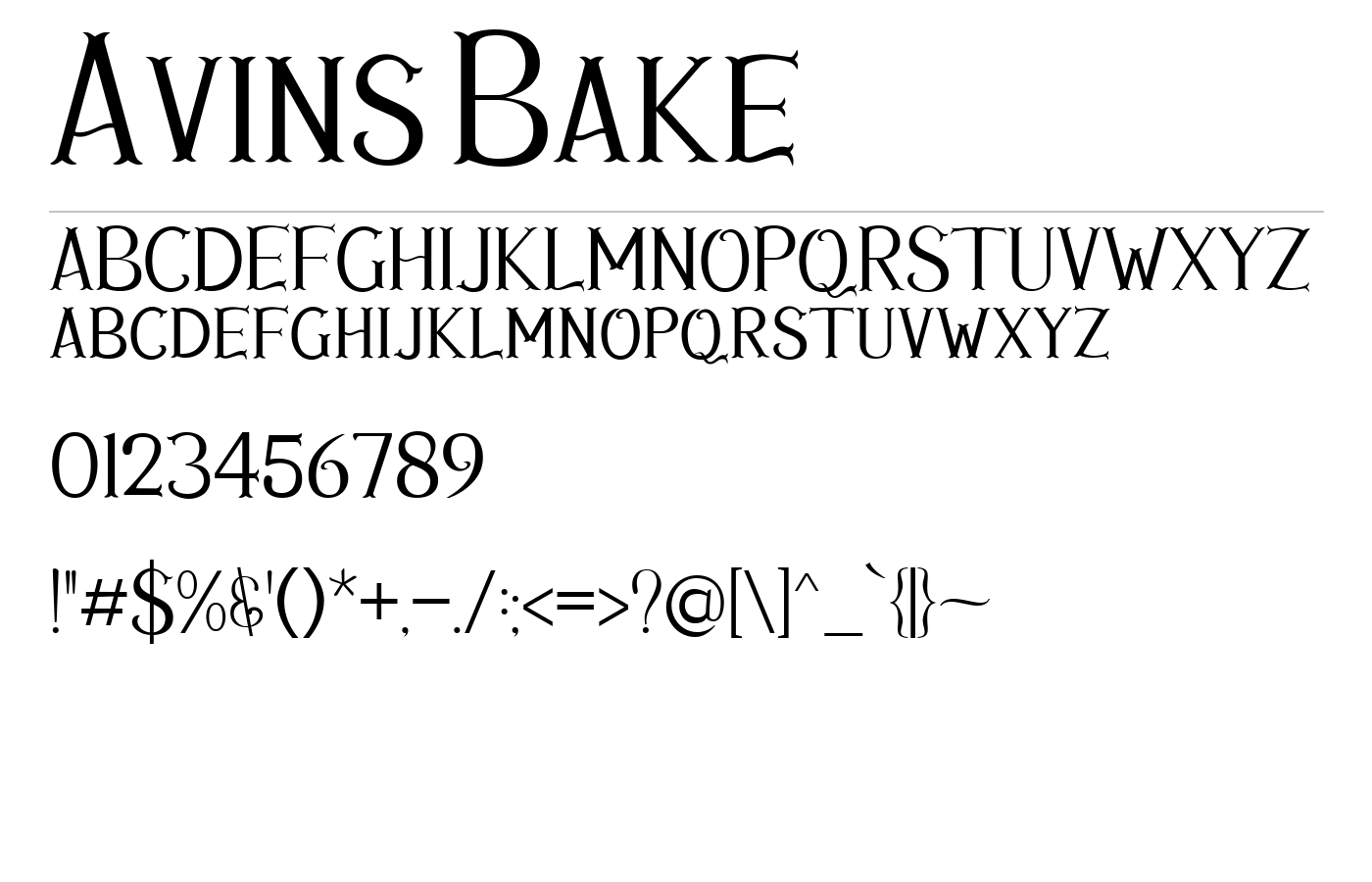Avins Bake Font preview