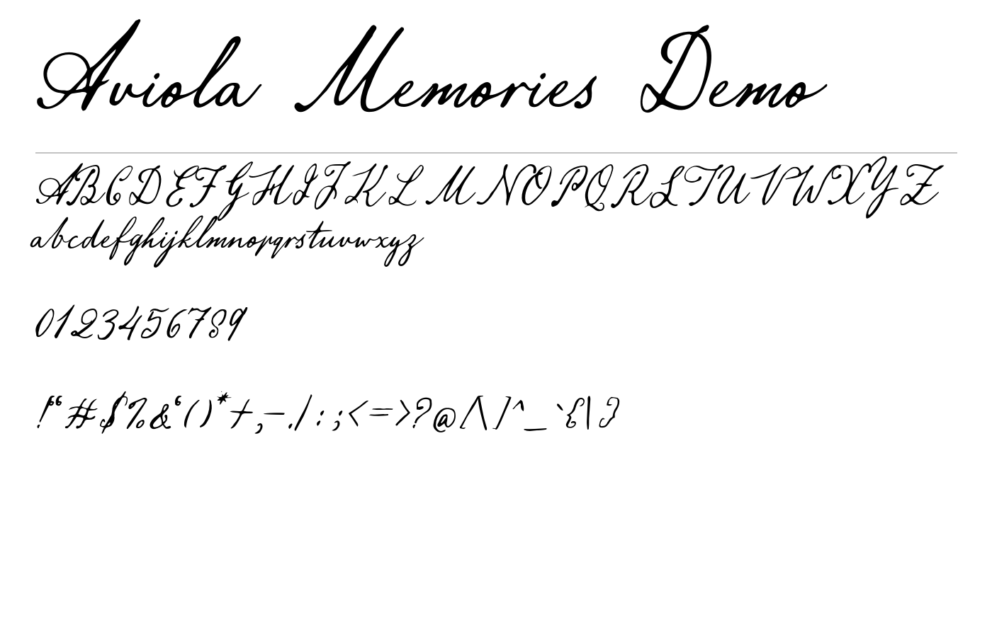Aviola Memories Demo Font preview