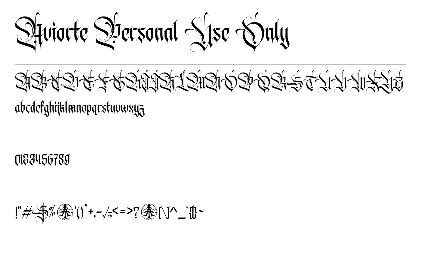 Aviorte Personal Use Only Font preview