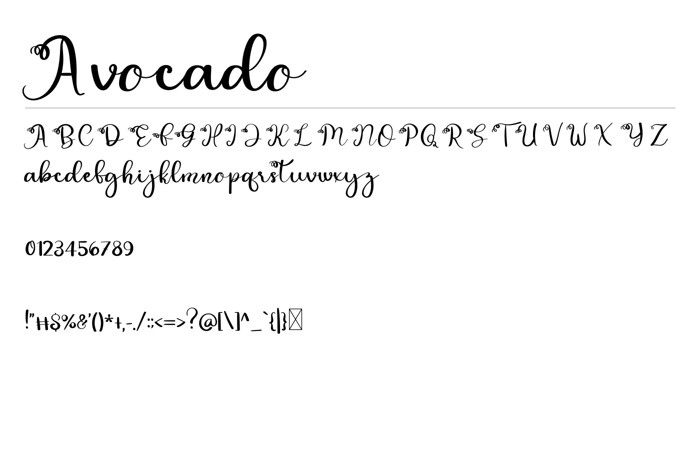 Avocado Font preview