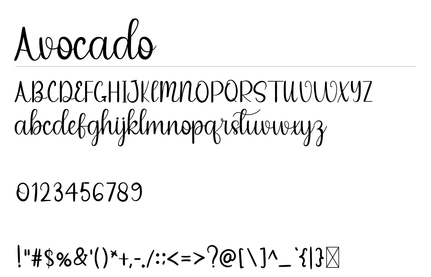 Avocado Font preview