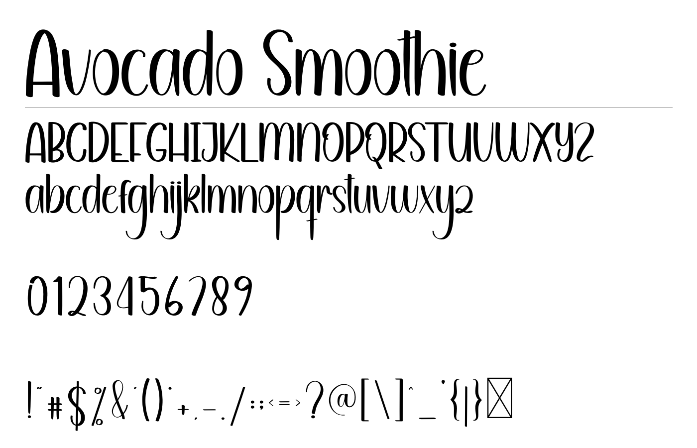 Avocado Smoothie Font preview