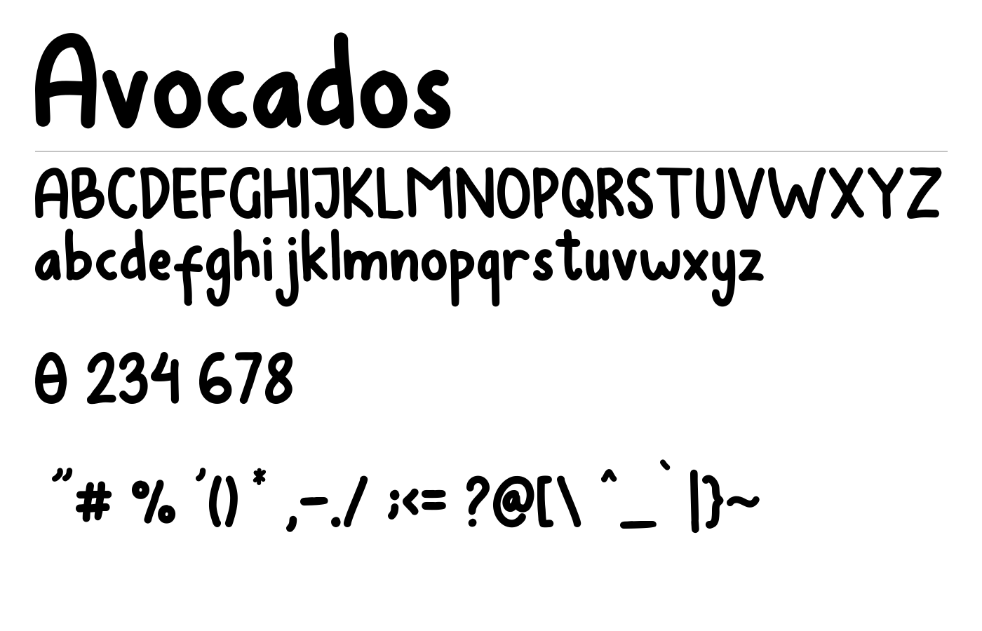 Avocados Font preview