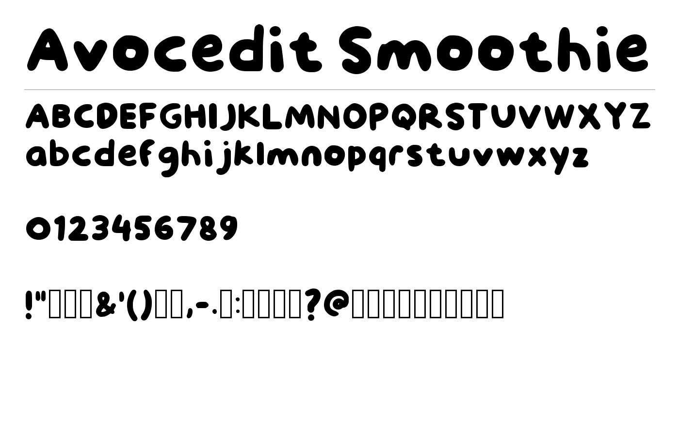 Avocedit Smoothie Font preview
