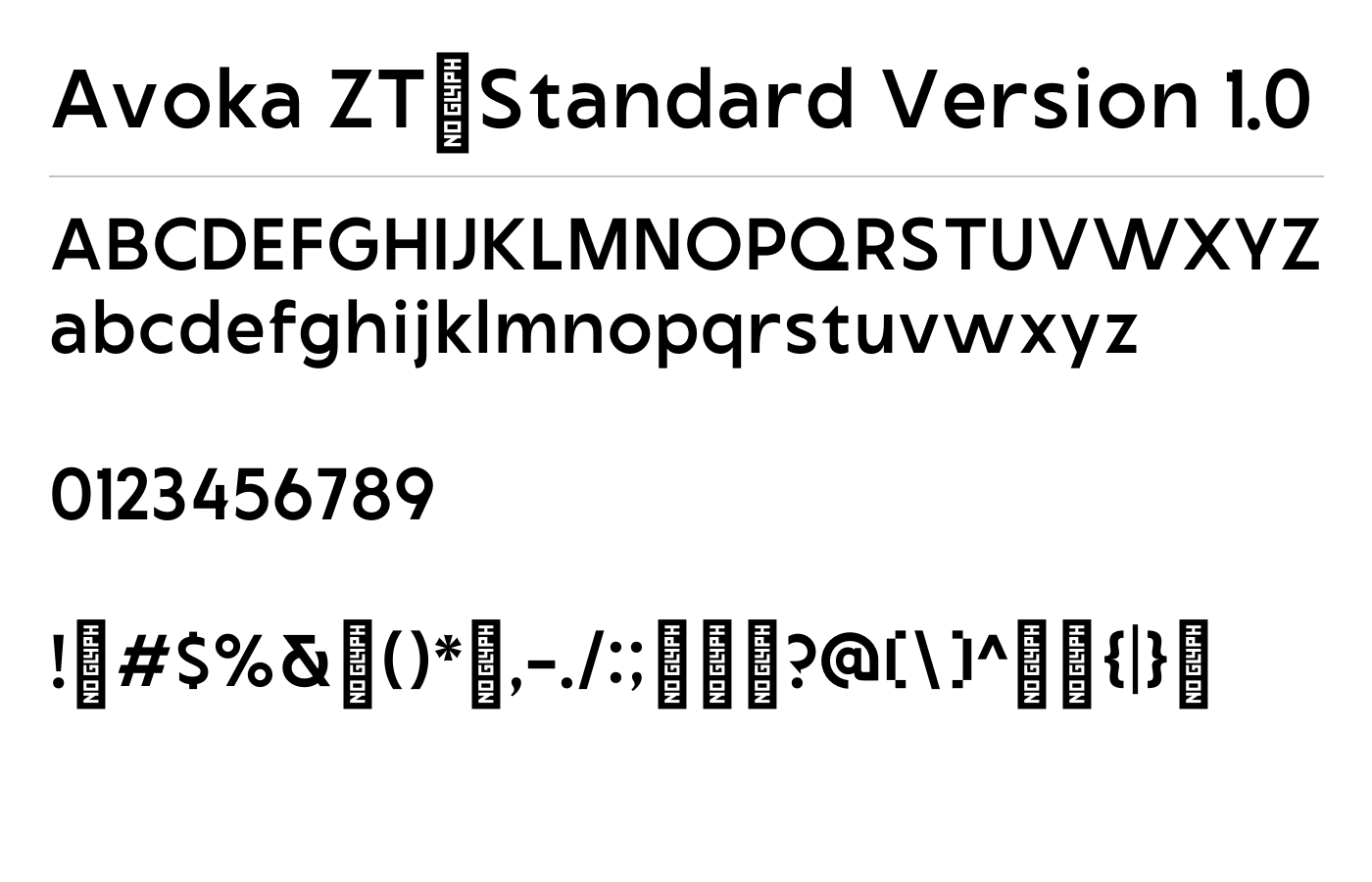 Avoka ZT_Standard Version 1.0 Font preview