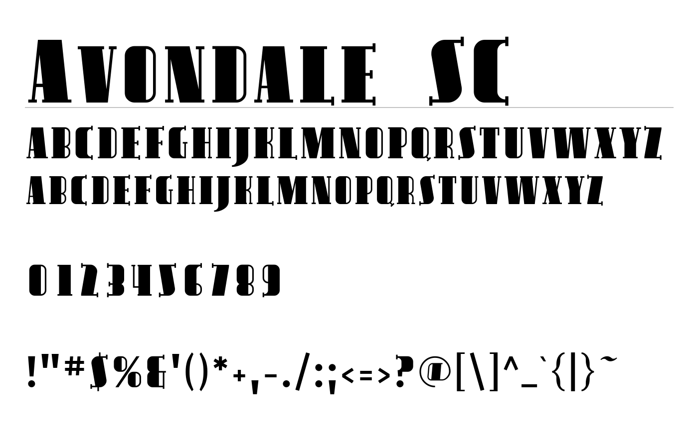 Avondale SC Font preview