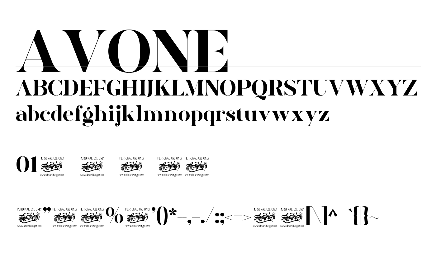 AVONE Font preview