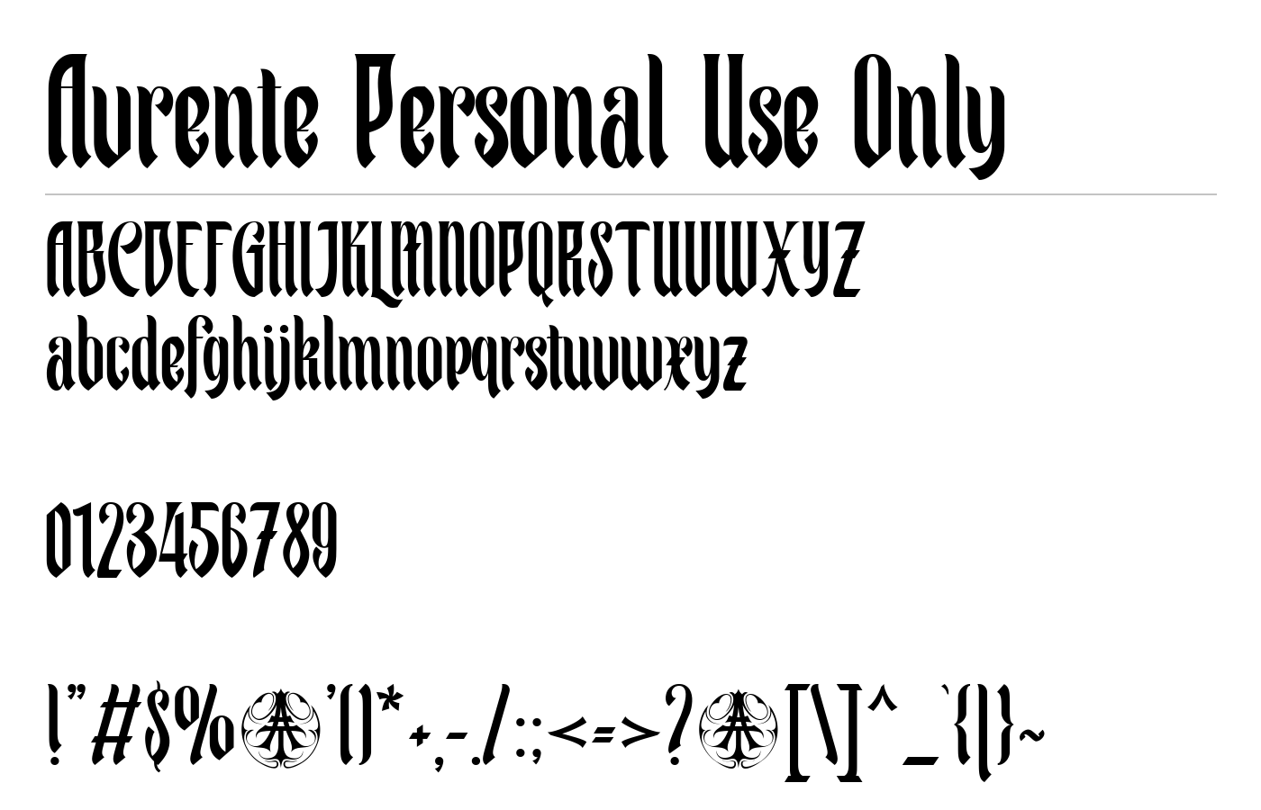 Avrente Personal Use Only Font preview