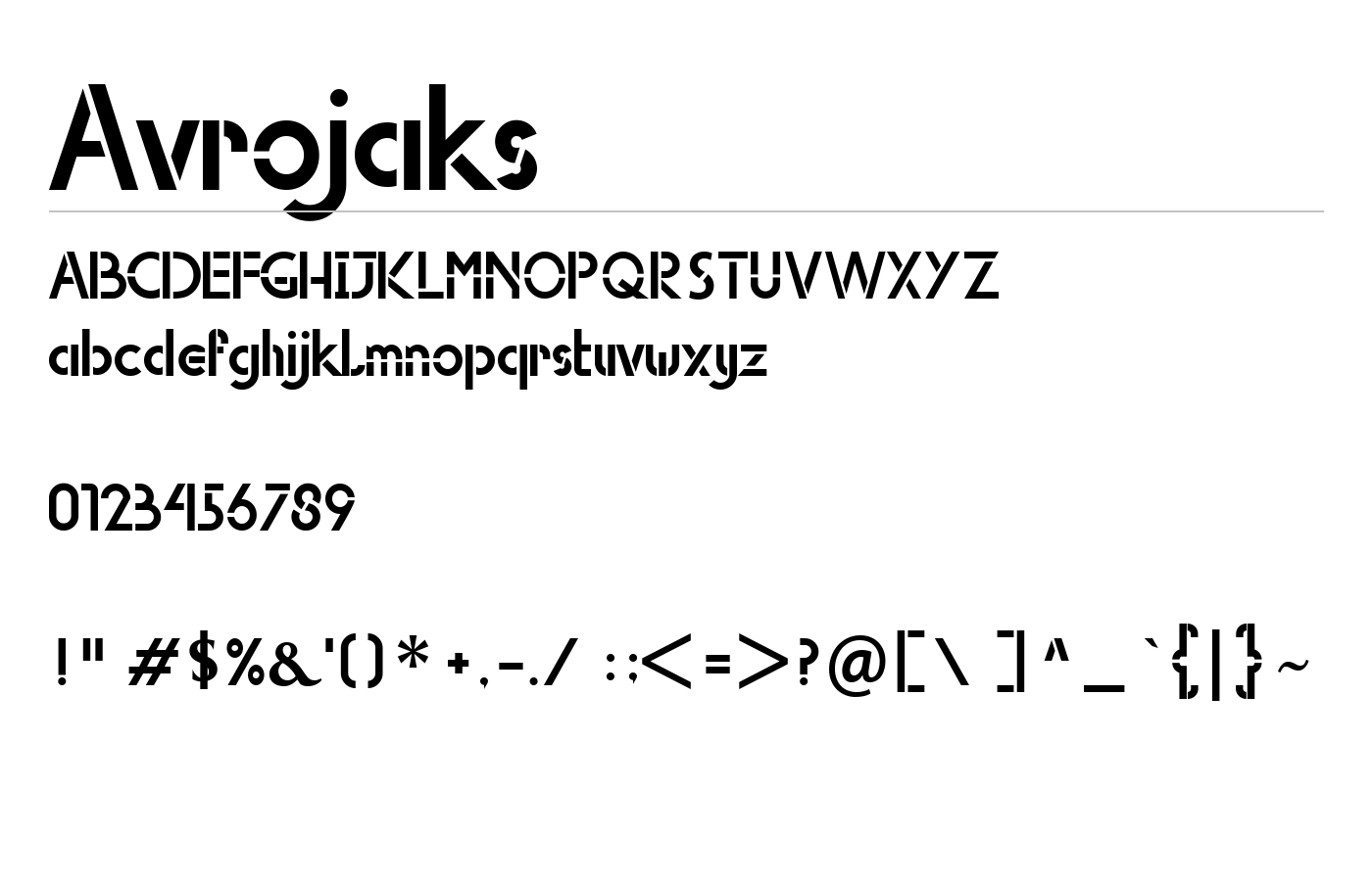 Avrojaks Font preview