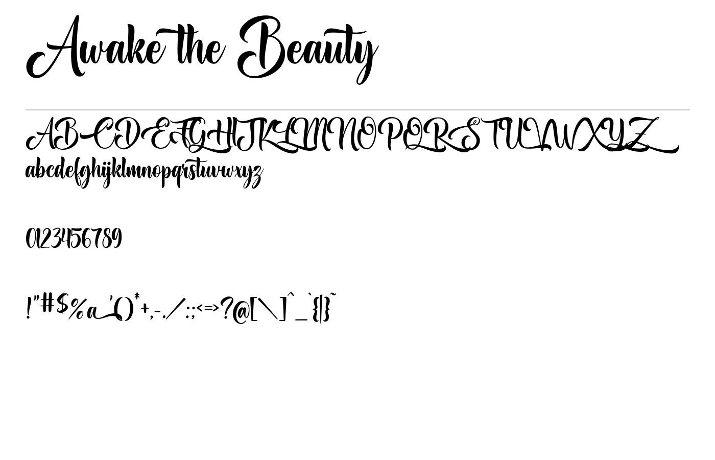 Awake the Beauty Font preview