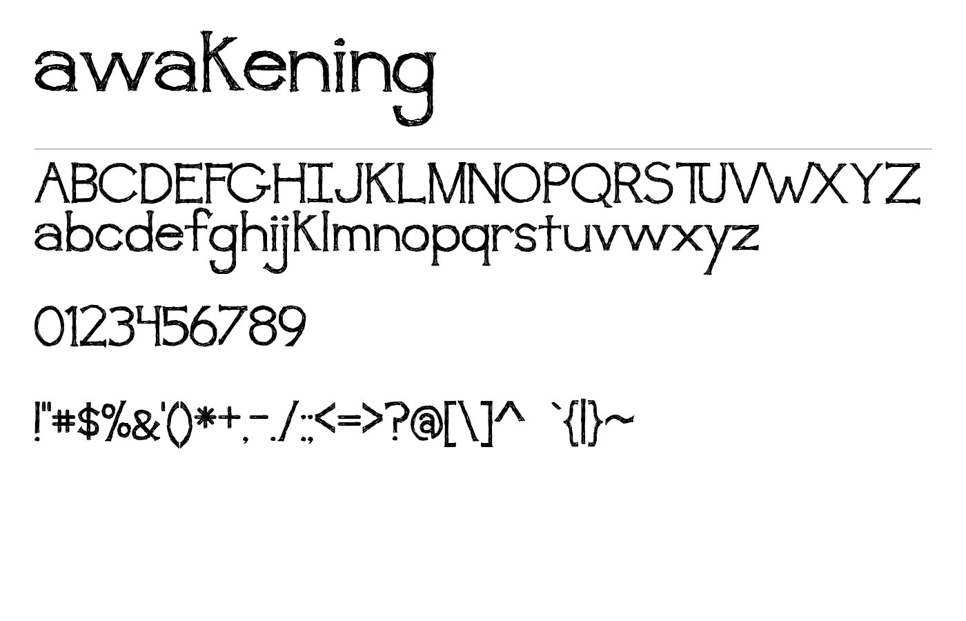 awakening Font preview