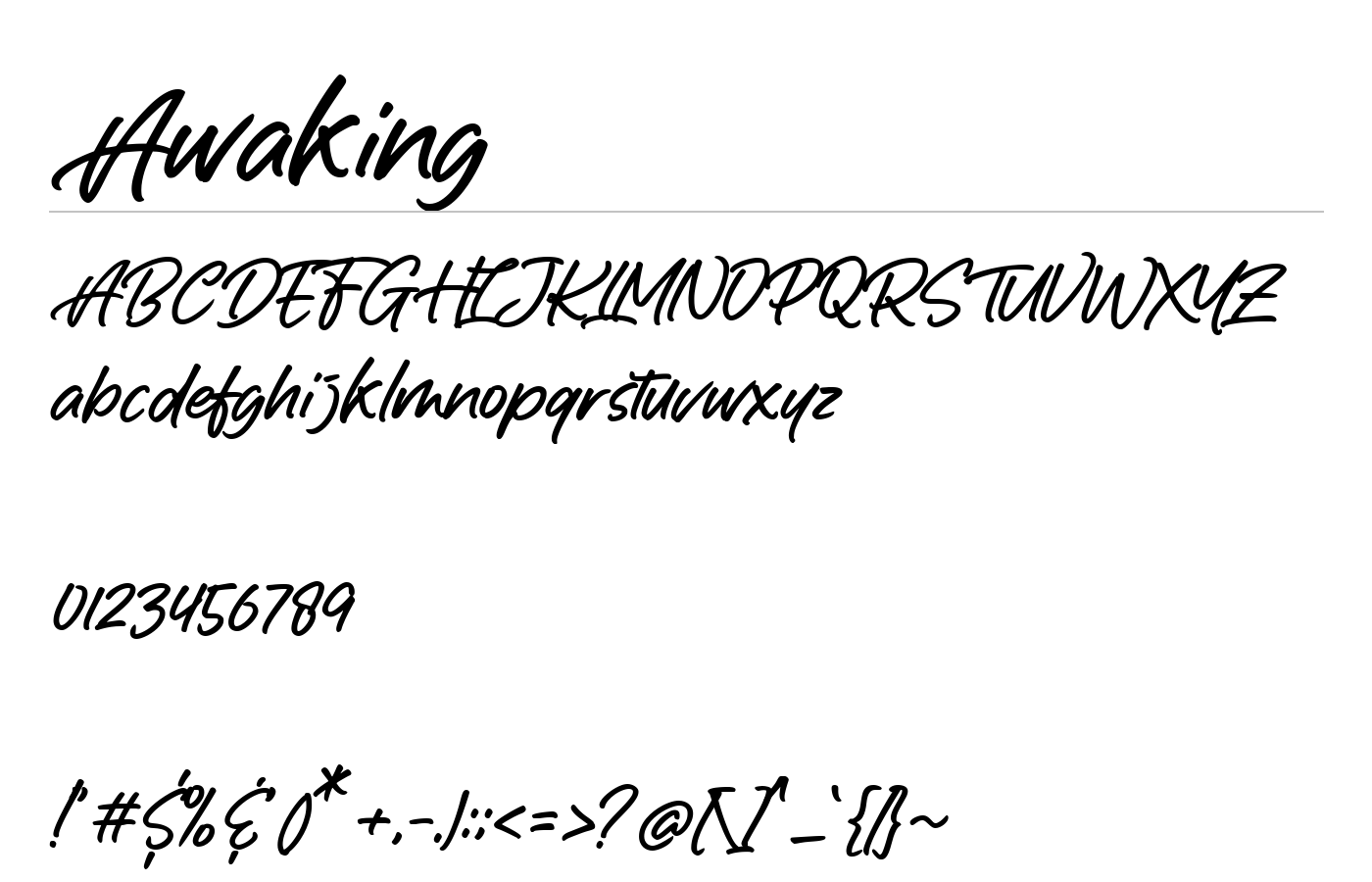 Awaking Font preview