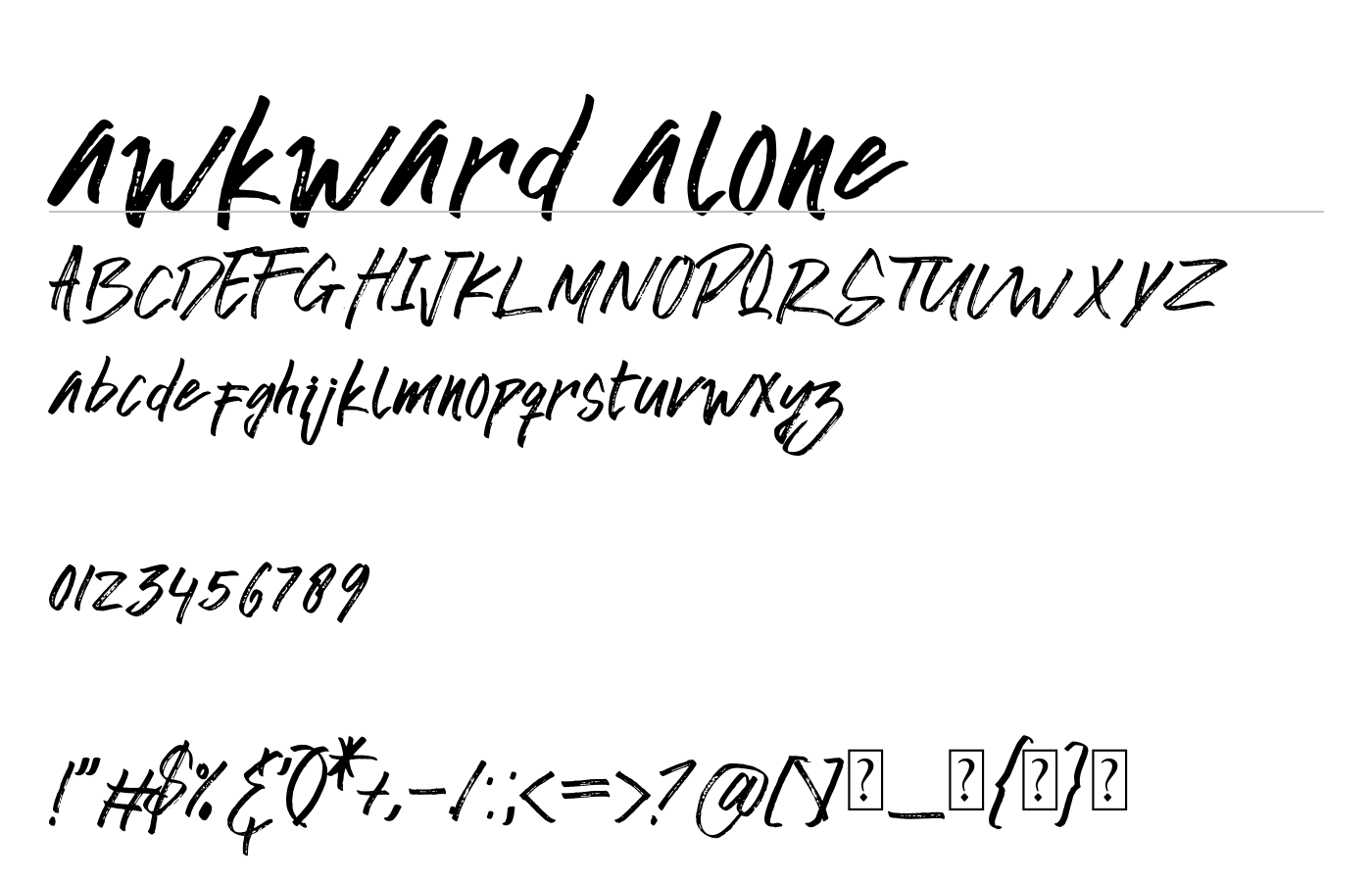 awkward alone Font preview