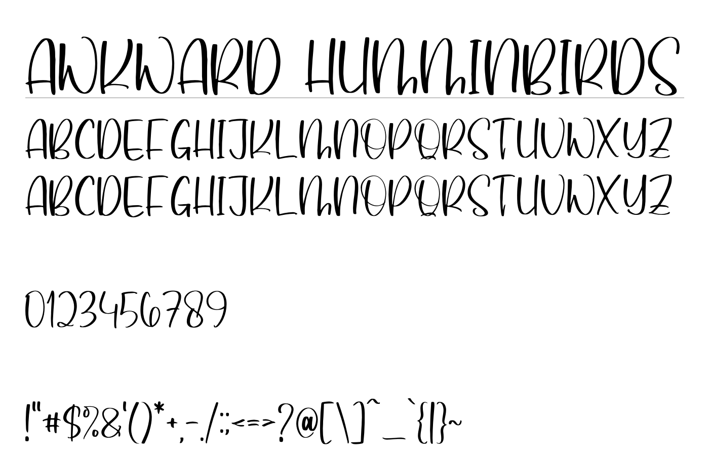 Awkward Humminbirds Font preview