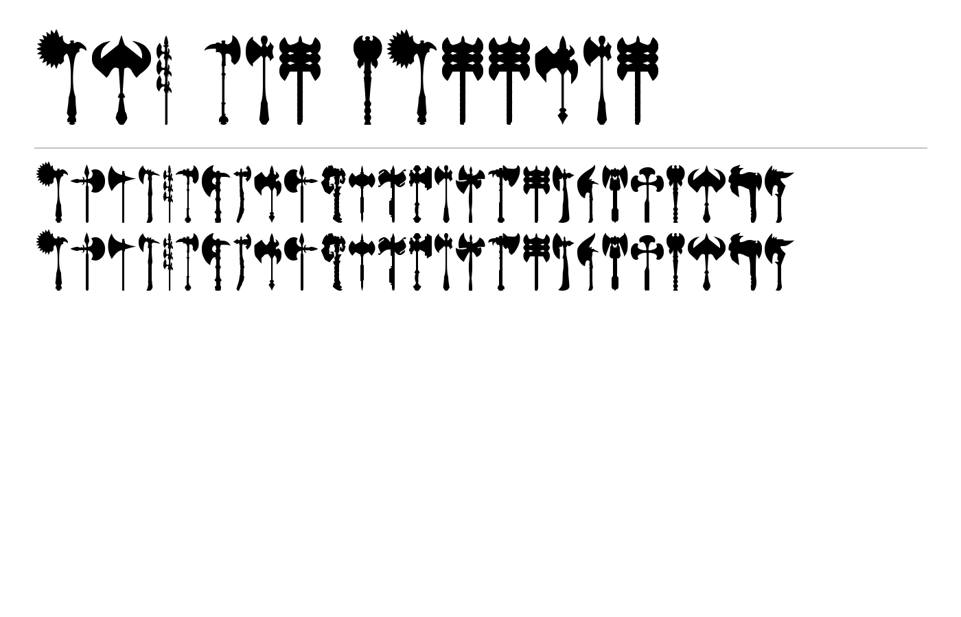 axe for warrior Font preview