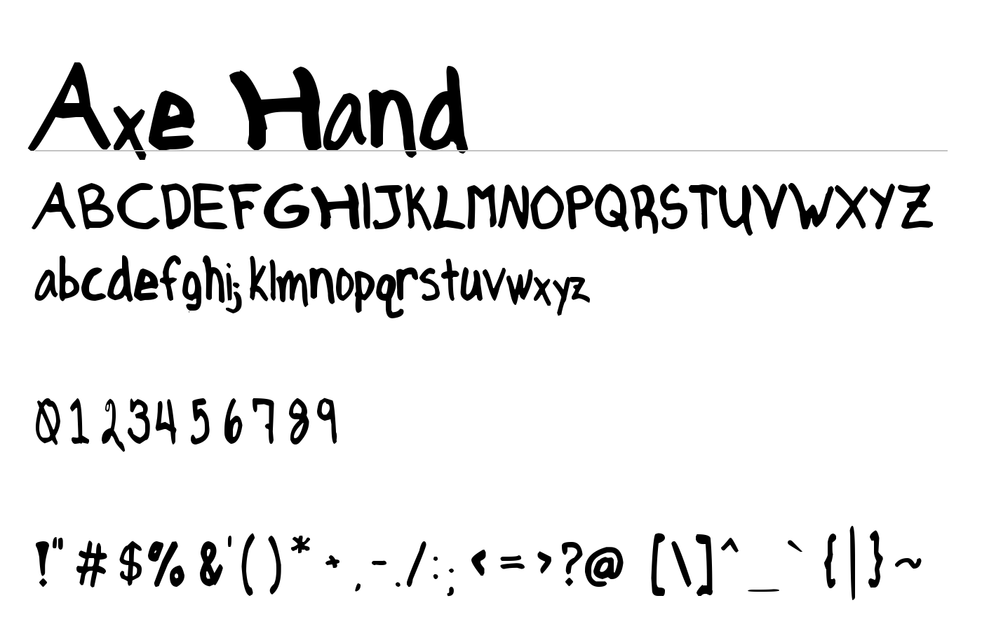 Axe Hand Font preview