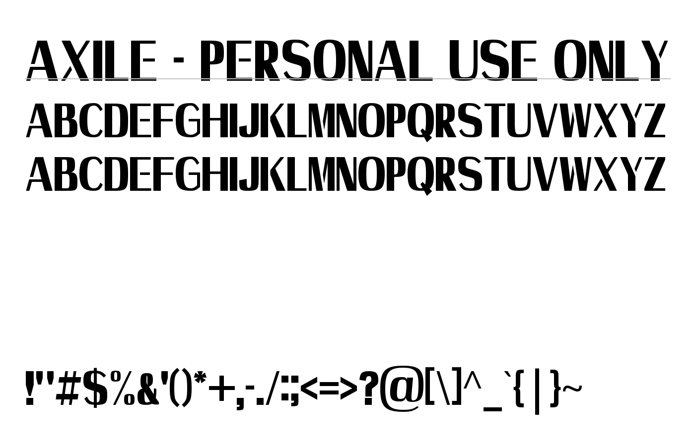 Axile - Personal Use Only Font preview