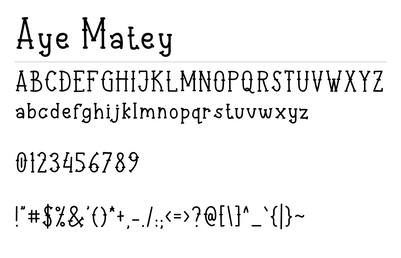 Aye Matey Font preview