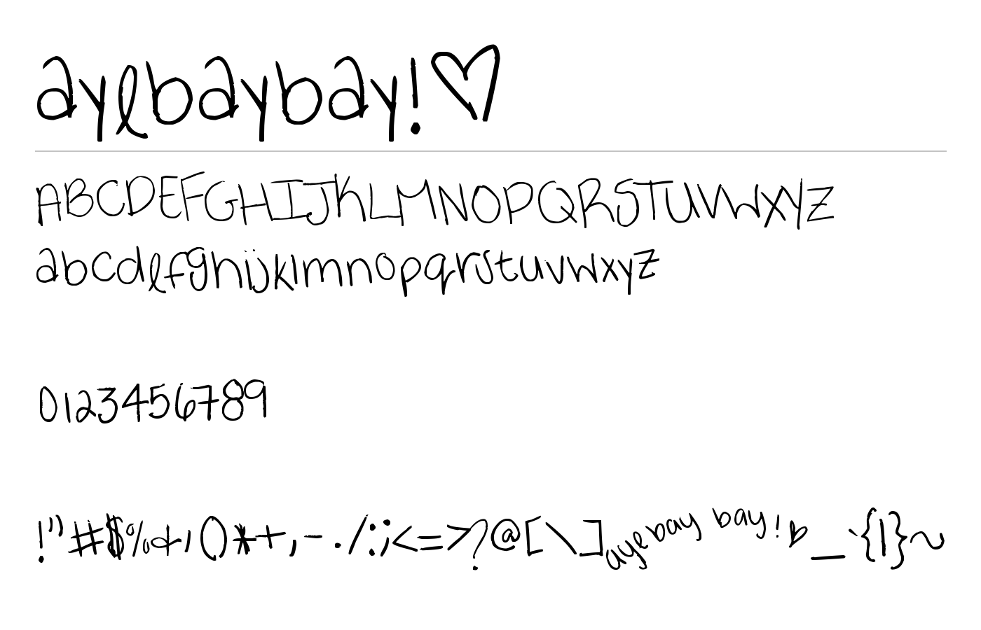 ayebaybay!® Font preview