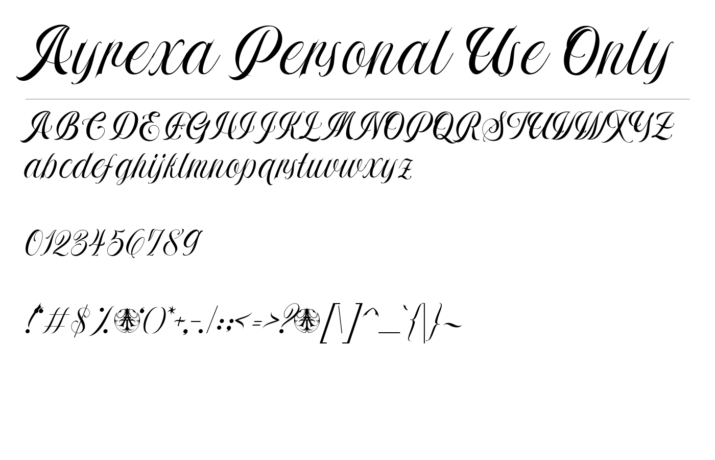 Ayrexa Personal Use Only Font preview