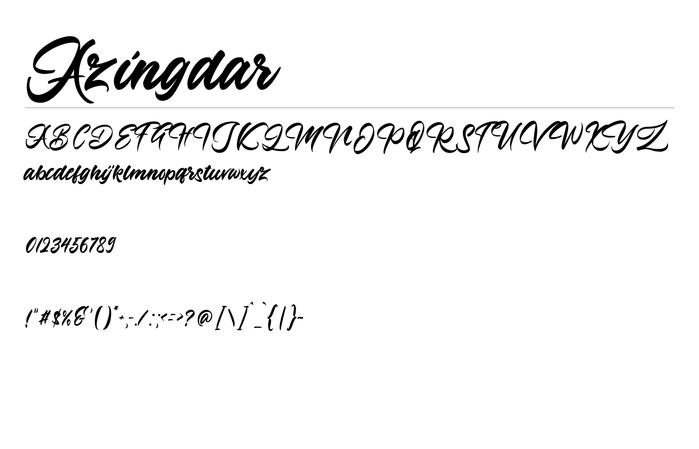 Azingdar Font preview