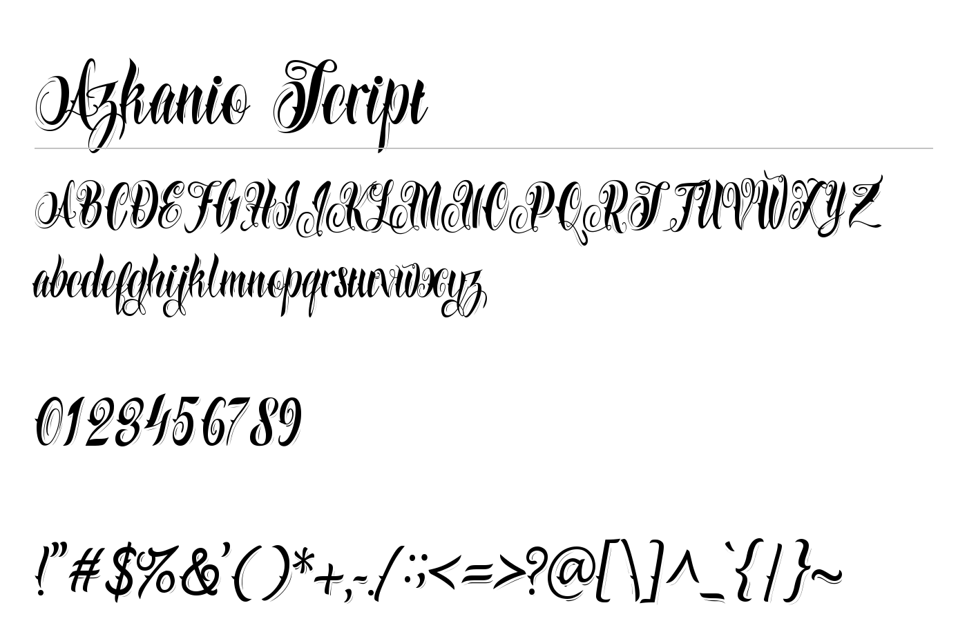 Azkanio Script Font preview