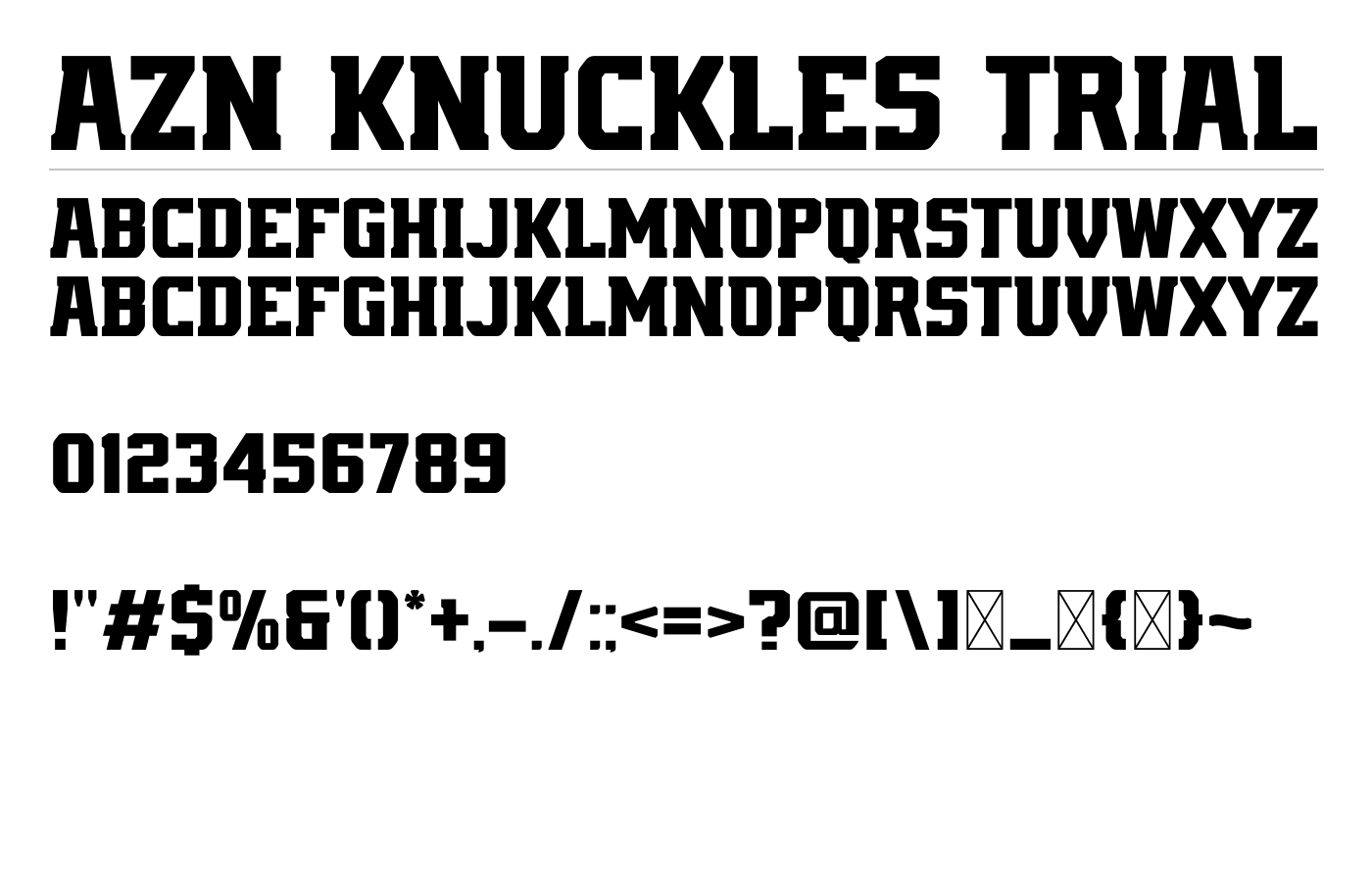 AZN Knuckles Trial Font preview