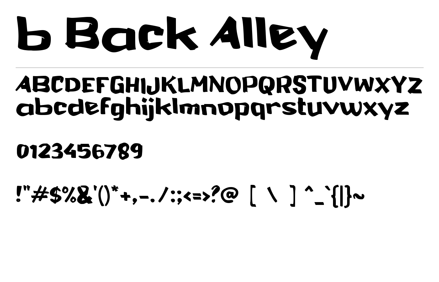 b Back Alley Font preview