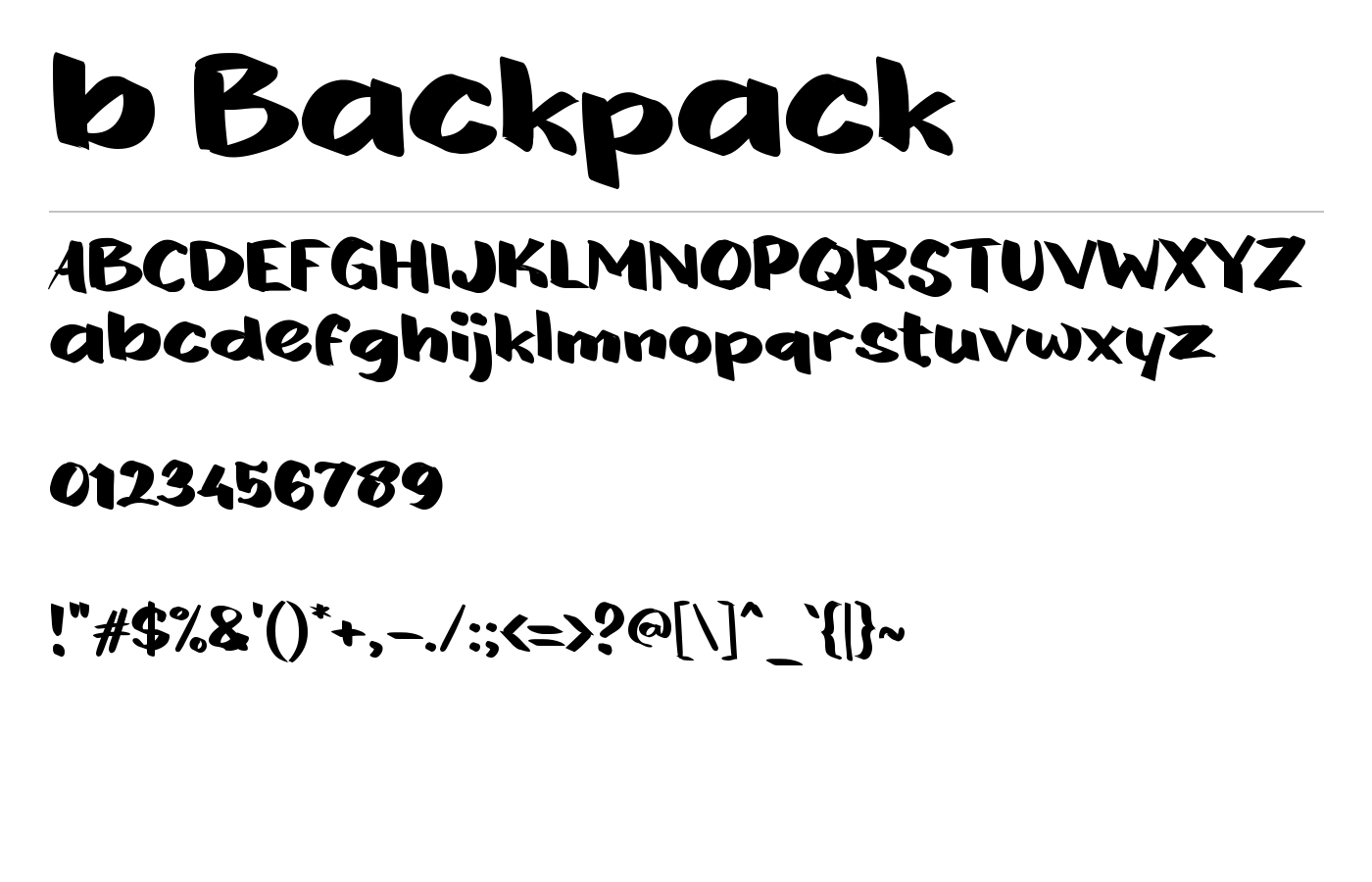 b Backpack Font preview