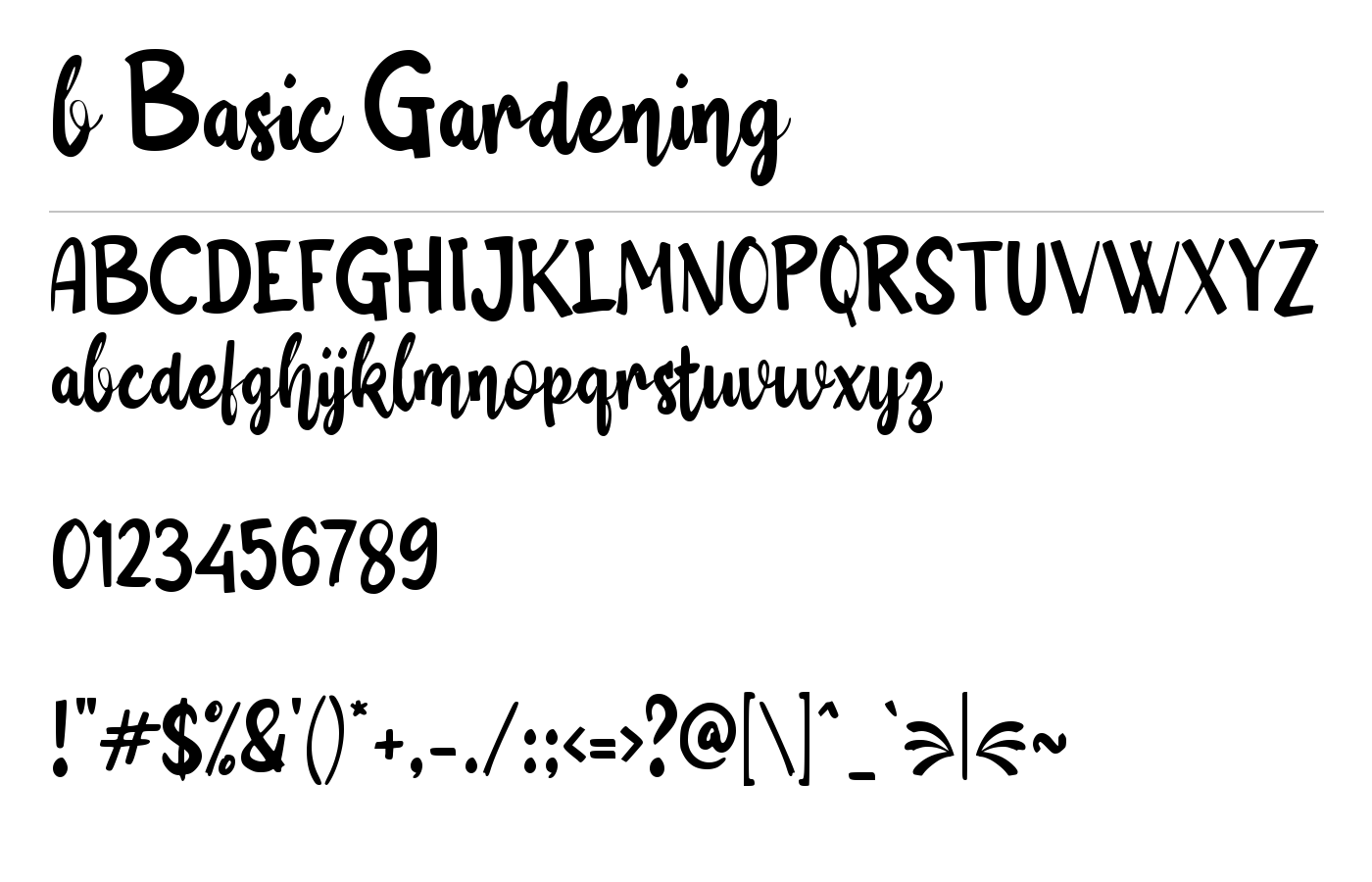 b Basic Gardening Font preview