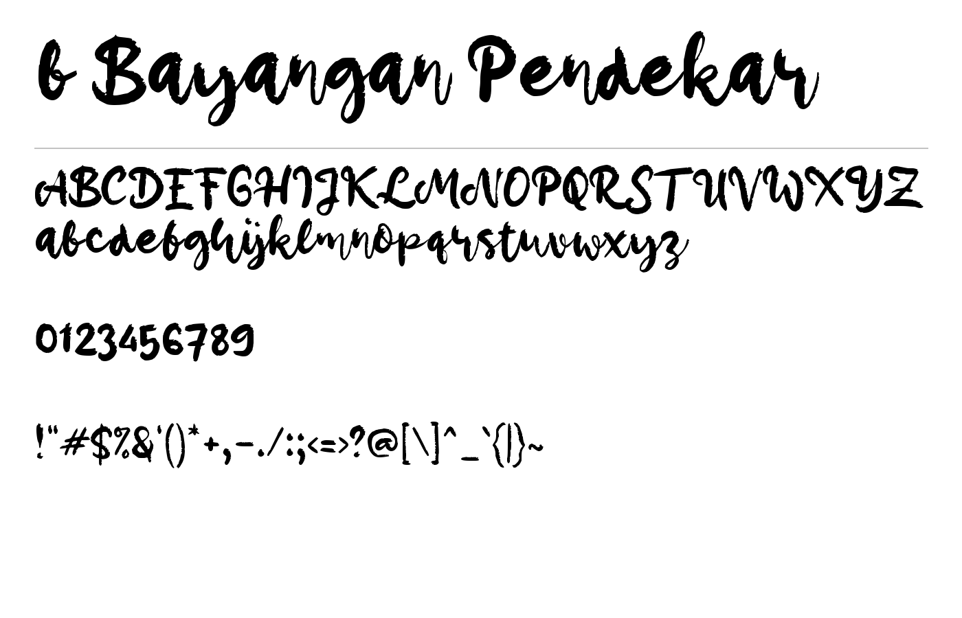 b Bayangan Pendekar Font preview