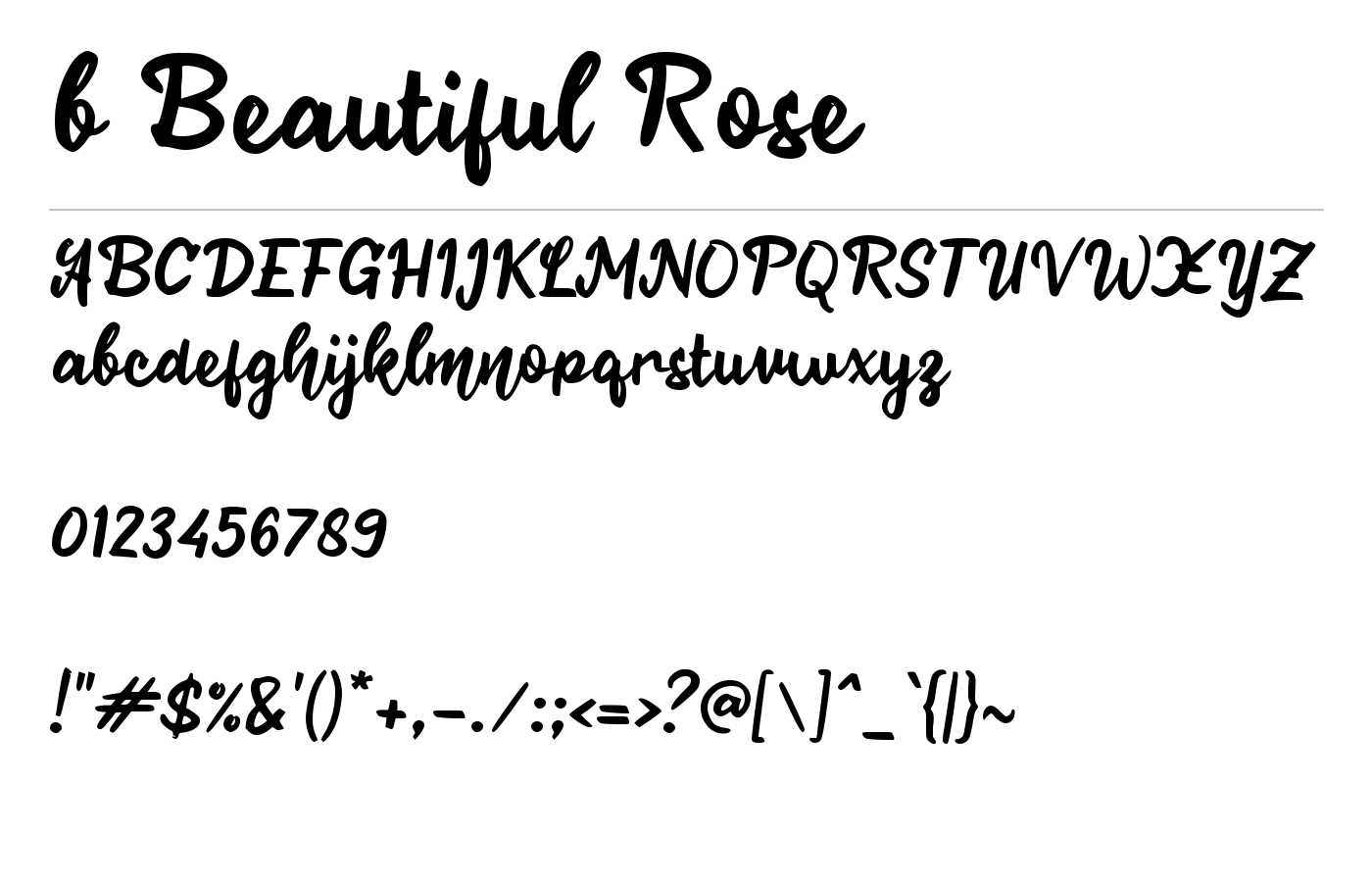 b Beautiful Rose Font preview