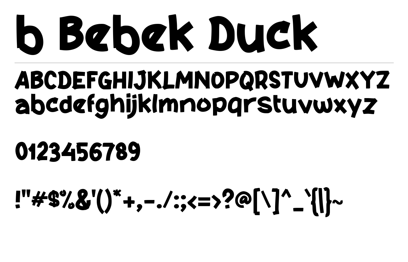 b Bebek Duck Font preview
