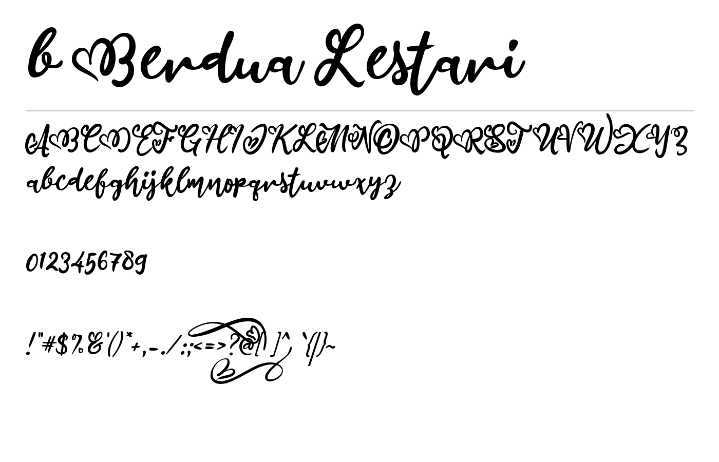 b Berdua Lestari Font preview