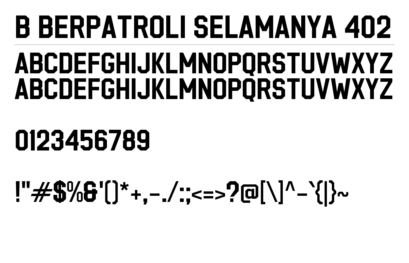 b Berpatroli Selamanya 402 Font preview
