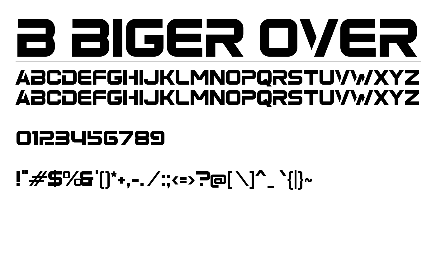 b Biger Over Font preview