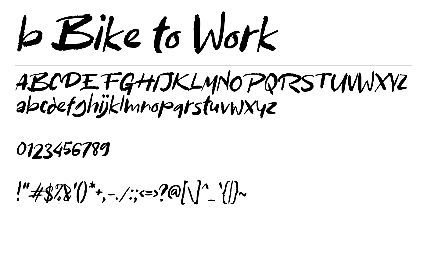 b Bike to Work Font preview