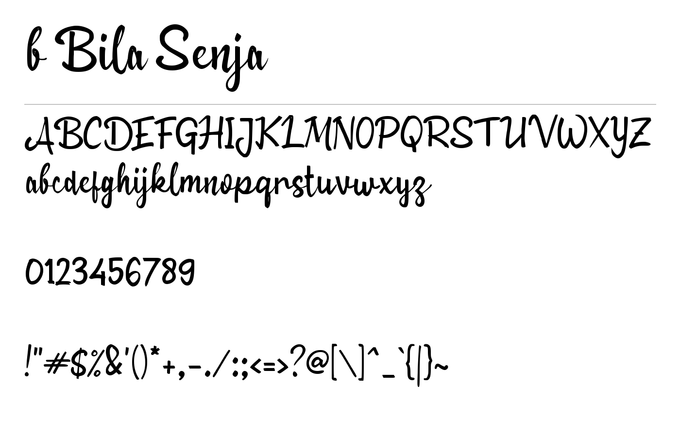 b Bila Senja Font preview