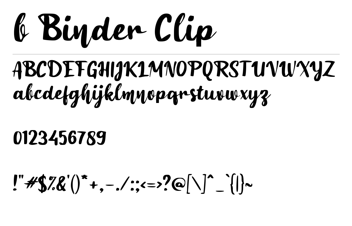 b Binder Clip Font preview