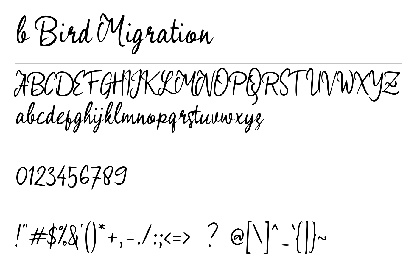 b Bird Migration Font preview