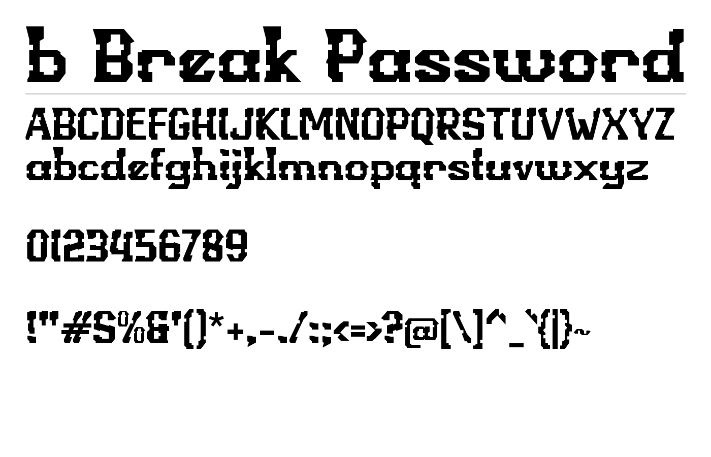 b Break Password Font preview