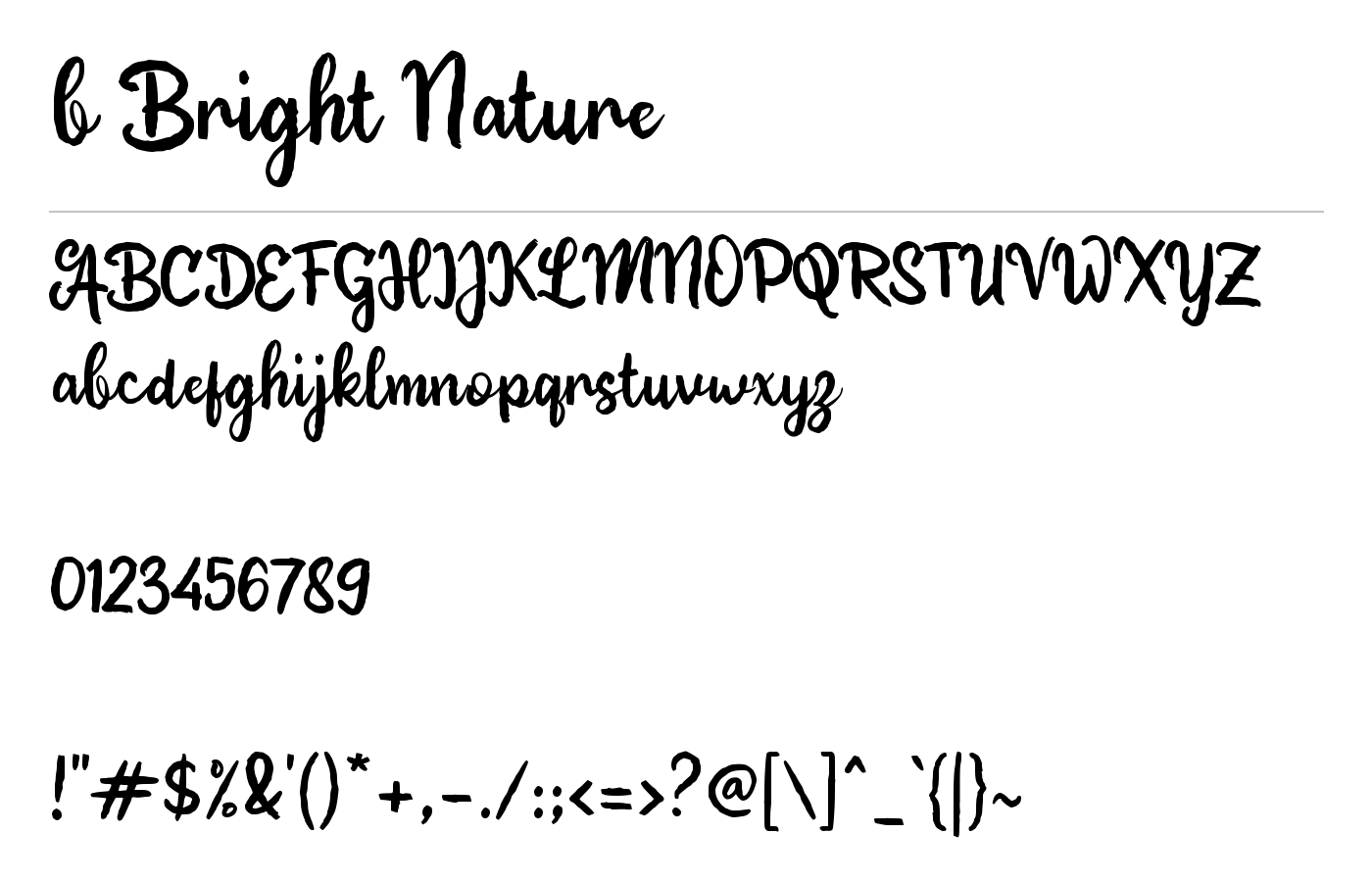 b Bright Nature Font preview