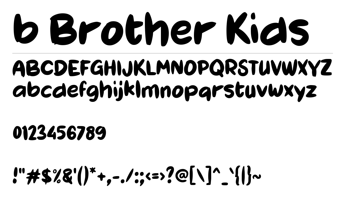 b Brother Kids Font preview